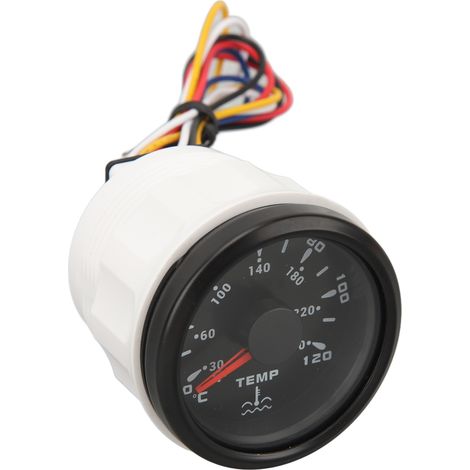 DC9-32V Wassertemperaturanzeige, schwarzes Zifferblatt, Celsius/Fahrenheit-Lünette, 52 mm, mit Hintergrundbeleuchtung, für Boote