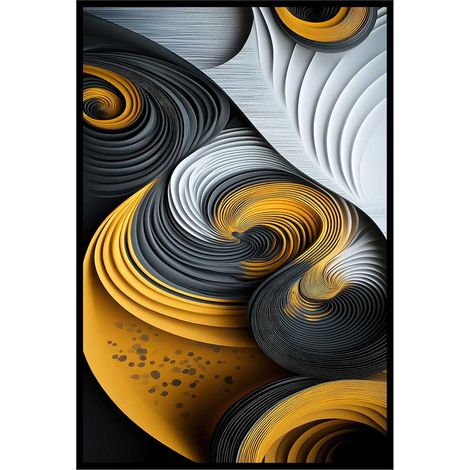 Affiche encadrée abstraite spirales noir et or (1/5)
