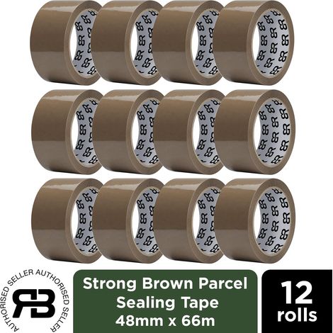 Brown Packing Tape 48mm x 66m Strong Parcel Box Tape, 12 Rolls (1/5)