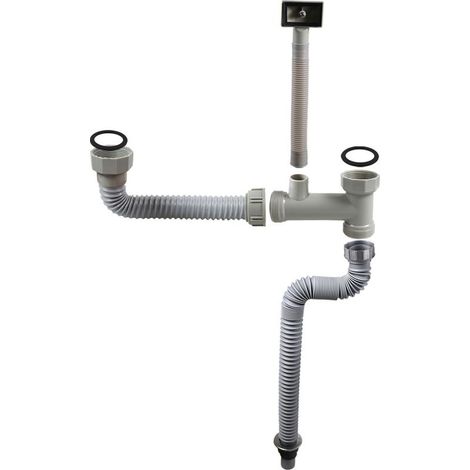 Évacuation évier, Tuyau de raccordement double évier, filetage de tuyau d'interface 5 cm (1/4)