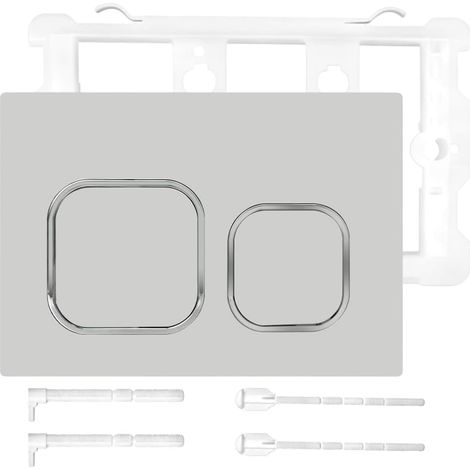 Plaque de commande WC encastrée, compatible avec les plaques de commande Geberit Sigma, UP300 & UP320, double chasse d'eau, avec kit de levier de chasse et cadre de montage (gris) (1/5)
