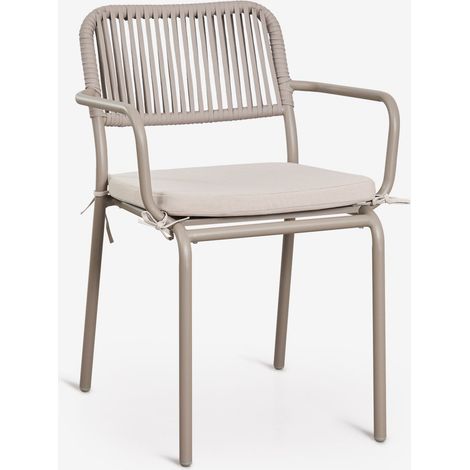 SKLUM 6er-Set stapelbare Gartenstühle mit Armlehnen aus geflochtenem Seil Arhiza Moka Braun (1/5)