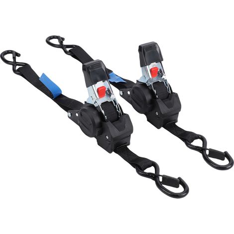 Sangles à cliquet rétractables automatiques, 2.5m, 1760lbs, robustes, pour camion, remorque, moto, ATV, bateau à moteur. (1/5)