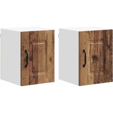 Lote de 2 armarios de cocina rectangulares diseño moderno 30 x 31 x 40 cm madera noble madera vieja 020053550 (1/5)