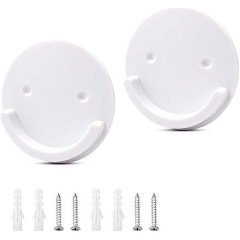 2 Pcs Shower Curtain Rod Brackets Universal Wall Brackets for Shower Curtain Rod (Round, White) (1/5)