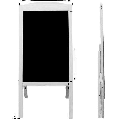 Tableau noir, cadre en bois, design portable, Blanc cassé (1/2)