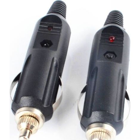 Lot de 2 Connecteurs/prises allume-cigare automobile avec diode 12V et 24V mâle (1/4)
