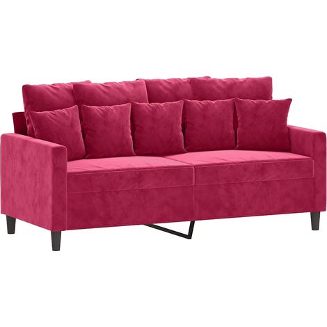 Canapé  Sofa à 2 places Rouge bordeaux 140 cm Velours (1/5)