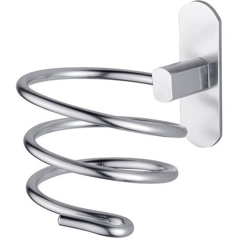 Hairdryer Stand Silver Stainless Steel Bathroom Hairdryer Stand Toilet, No Punching Hairdryer Stand (1/3)