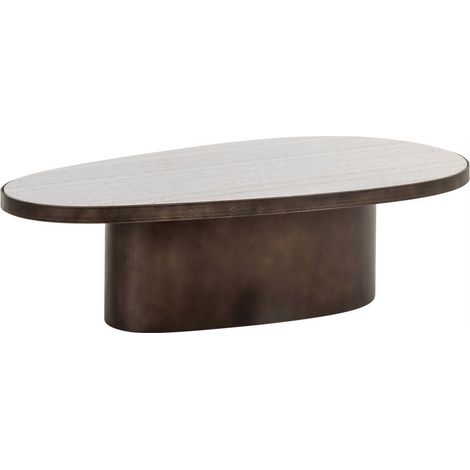 Table basse organique en marbre brun - brun et marbre clair (1/5)