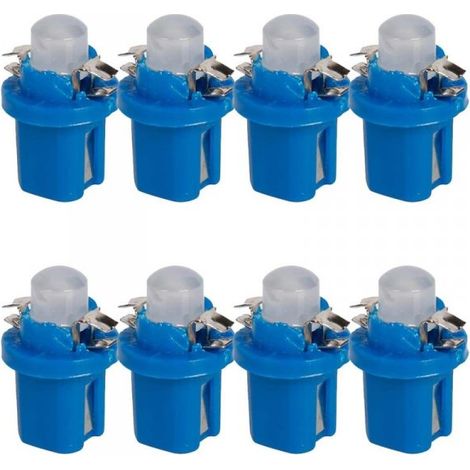 8 Pezzi Lampada Led T5 B8.5D 1 COB 12V 0.6W 40lm Luce Blu 18mm Luci Cruscotti e Strumentazioni B8,5D