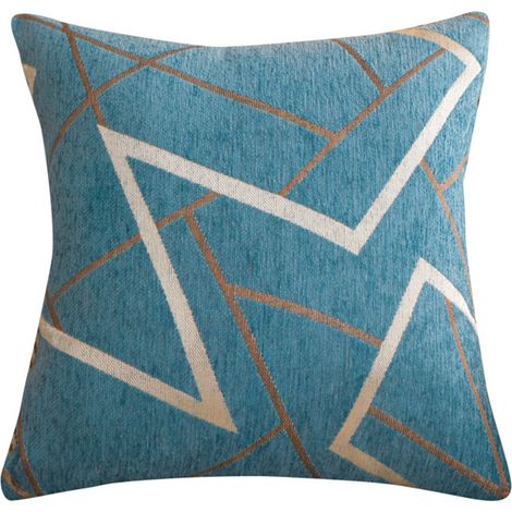 Lot de 2 housses de coussin en chenille, bleu clair, 45 × 45 cm, modèle rayé (1/5)