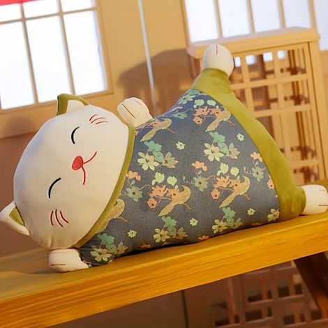 Peluche Lucky Cat conçue pour diverses utilisations : coussin de canapé, support de chaise de bureau, oreiller lombaire, couverture, décoration de salon (1/5)