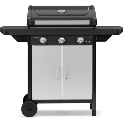 PLANCHA GAZ SUR CHARIOT EX 3 -  60x35 cm - Plaque fonte émaillée - Couvercle de cuisson