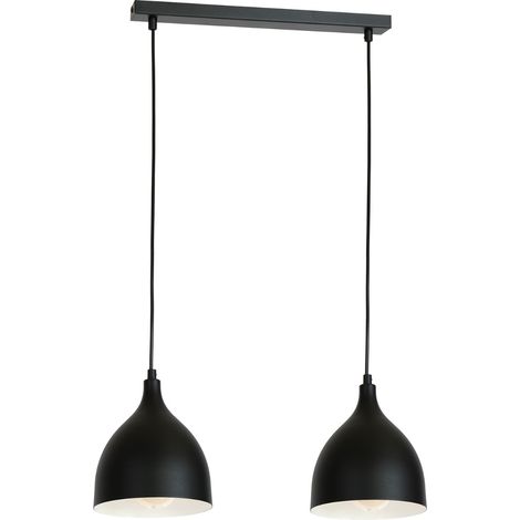 Suspension noire 2 lumières barre 52cm Noak Luminex E27