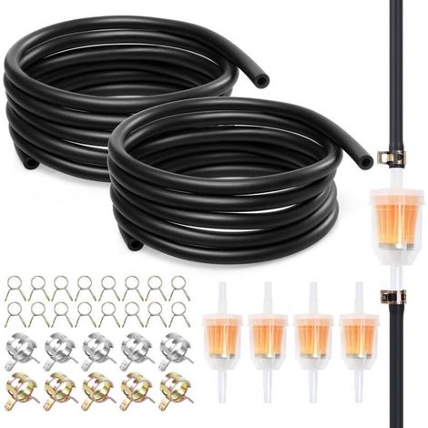 32 Pièces Tuyau De Carburant, 2 Durite Essence M, 4 Filtre A 6 mm, 10 Colliers Serrage 16 Petites Cartes, Conduite Carburant pour Tondeuse à Gazon, Voiture - (1/4)