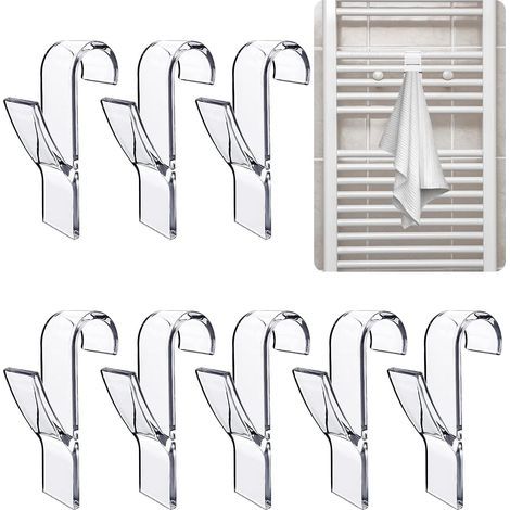 8 Pcs (Transparent) Towel Dryer Radiator Hook, Towel Dryer Hook, Bathroom Towel Hook, Bathroom Radiator Hooks, Towel Hanger, Bathroom Office Cupboard