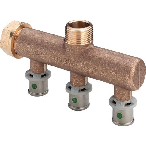 Viega Distribuidor Sanfix Fosta Sanfix P, d 16mm, G 3/4, n 3 Bronce rojo Modelo 2126.07, 309206