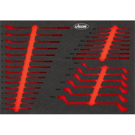 VIGOR Schraubenschlüssel-Einlage, leer, L, L x B x H: 563 mm x 393 mm x 35 mm, Art.Nr. V6726N-L