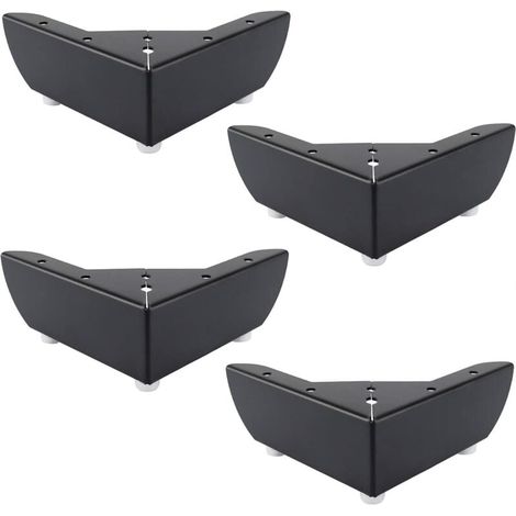 Pieds de meubles de cuisine à monter soi-même, 55 mm : conviennent aux tables basses, armoires, lits, canapés, chaises et tables. En métal noir robuste et durable, silencieux et antidérapants. Lot de (1/4)