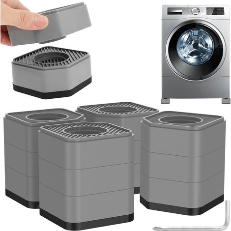 Tapis Antivibratoires en Caoutchouc Lot de 4 (Anti-Dérapant) : Pieds de Base pour Lave-Linge & Réfrigérateur, Stabilisants et Amortisseurs de Chocs pour Appareils Électroménagers & Meubles (1/5)