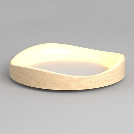 Recessed designer ceiling light in white wood with remote control, suitable for bedroom, living room, office and entryway (1/5)