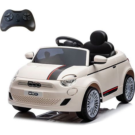 Macchina Elettrica per Bambini Fiat 500 12V 30W con Telecomando Luci e Suoni Bianco (1/5)