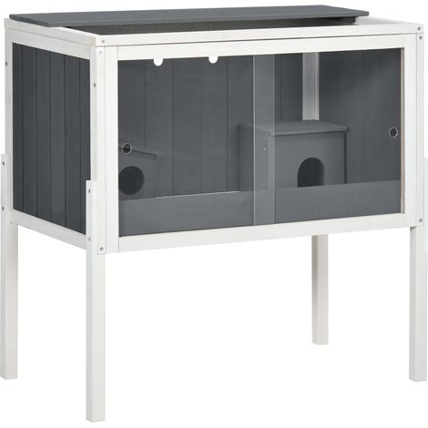 Cage en bois pour hamsters nains et petits rongeurs 82 x 45 x 81 cm gris foncé MODENUIT (1/5)