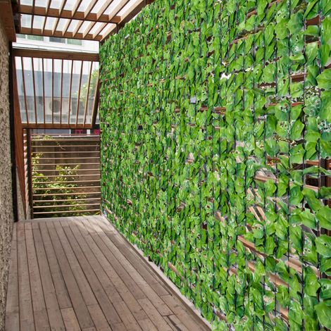 Seto artificial de 300x150 cm, hojas densas con diseño de arce, PE y tejido, verde claro (1/5)