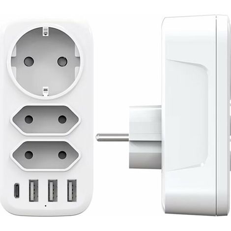 USB Power Strip, 3 Outlets Wall Power Strip with 3 USB Ports 3A, 6 in 1 4000W Multiple USB Chargers, USB Power Strip for Travel, Compatible with Cell Phones, Laptops (1/5)