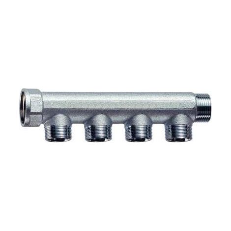 COLLETTORE LINEARE IN OTTONE PER RISCALDAMENTO MASCHIO FEMMINA MODELLO: 3/4" X 4 VIE (1/2)
