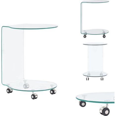 Table basse 45x40x58 cm Verre trempé - Table Basse Design Moderne - Table Basse Verre Trempé - Meuble Salon Tendance - Table D'appoint Contemporaine - Table Basse Ronde Transparente (1/5)