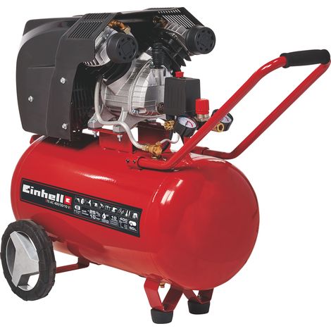 Einhell Kompressor TE-AC 400/50/10 V (bis 10 bar, 2.200 W, 2.850 min-1, Ölstandkontrolle, 50l-Tank, hohe Luftleistung, 2 Manometer und 2 Schnellkupplungen, vibrationsgedämpfte Standfüße, Rückschlag) (1/5)