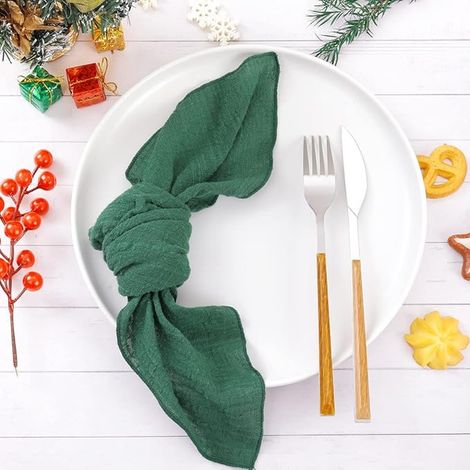 Gauze Napkins, Crinkled Napkins, Soft Cotton Napkins, Decorative Napkins for Christmas Wedding Party (1/2)