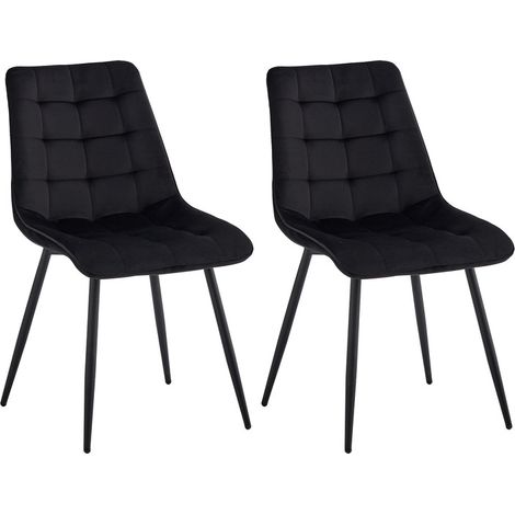 Wokaka Lote de 2 sillas de terciopelo - Sillas de comedor estilo retro, ergonómicas - 47 L x 43 P x 50 H cm (Negro)
