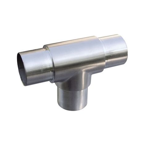 [QUALITE FRANCAISE] - Connecteur droit en T pour 3 tubes Ø42,4mm - Longueur totale 120mm largeur 102,4mm - Inox 316 - À coller