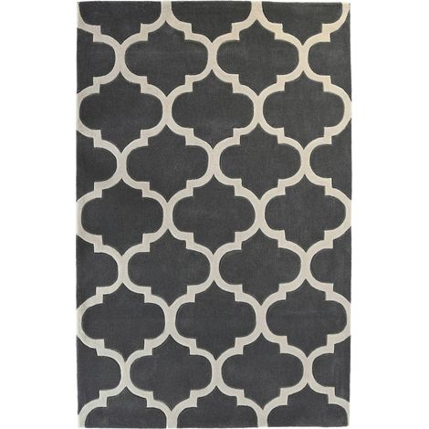 Tapis moderne ethnique élégance gris crème - Gris crème design ethnique (1/4)