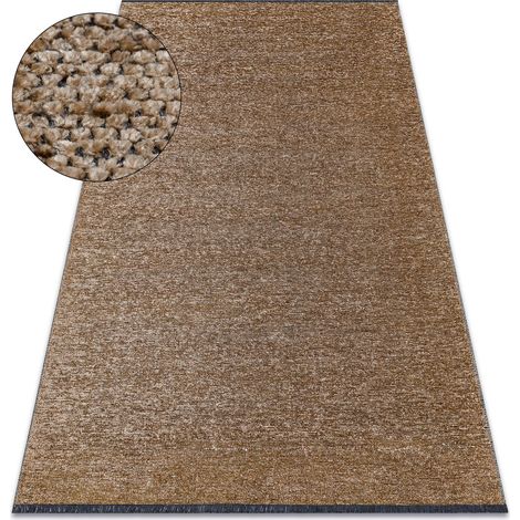 Teppich FLORENCE 24021 Einfarbig, Glamour, Flachgewebt, Fransen - dunkelbeige beige 78x150 cm