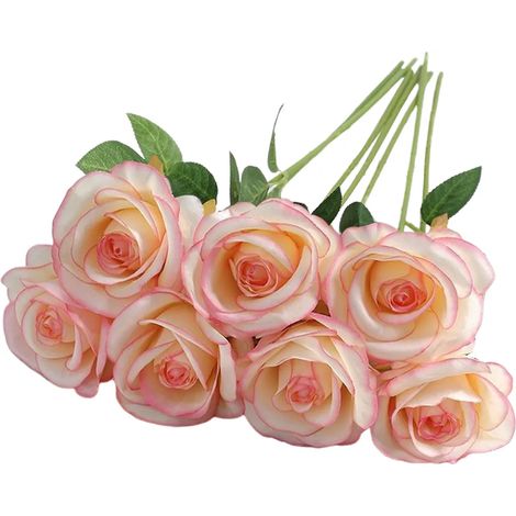 12 roses artificielles, aspect réaliste, couleurs éclatantes, résistantes à la lumière, roses artificielles, bouquet, décoration de mariage (1/5)