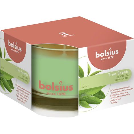Bolsius Duftkerze im Glas True Scents Grüner Tee 63/90 cm Duftkerzen