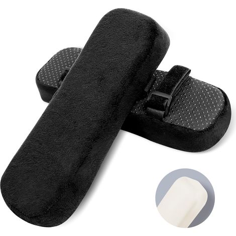 Set mit 2 Armlehnenbezügen für Bürostühle, mit Memory-Schaum und Ellbogenpolstern zur Druckentlastung der Unterarme. Schwarze Armlehnenbezüge, geeignet für Bürostühle, Rollstühle und bequeme Gaming-St