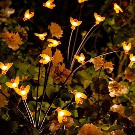 Lumières de jardin solaires, lumières de jardin en forme d\\'abeille solaires extérieures, lumières solaires extérieures étanches pour la décoration de jardin, patio et allée.(4 Pack) (1/5)