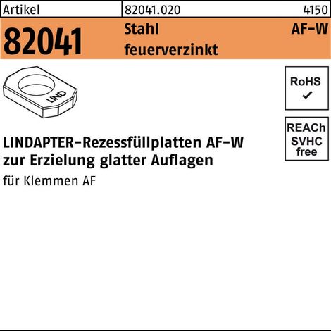 Rezessfüllplatte R 82041 AFW M12 Stahl feuerverz. 1 Stück LINDAPTER (1/2)