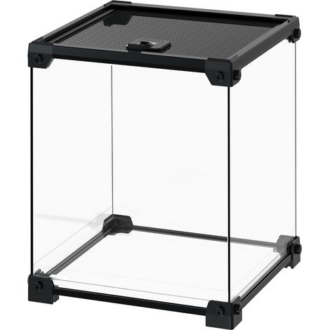 Terrario de cristal con red para reptiles y anfibios, ventilado, 20 x 20 x 30 cm. (1/5)