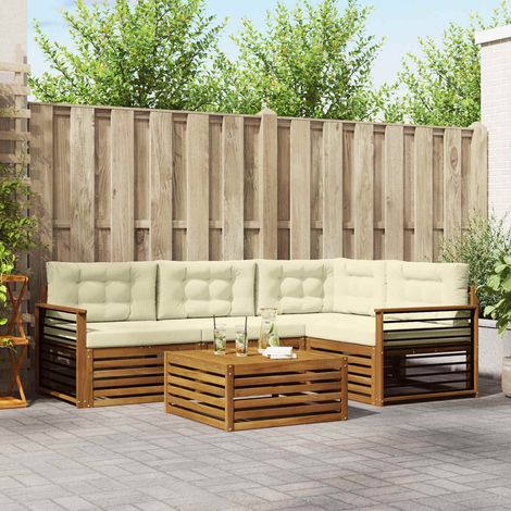 vidaXL Outdoor-Sofagarnitur mit Kissen 5 pcs Natur und Creme (1/5)
