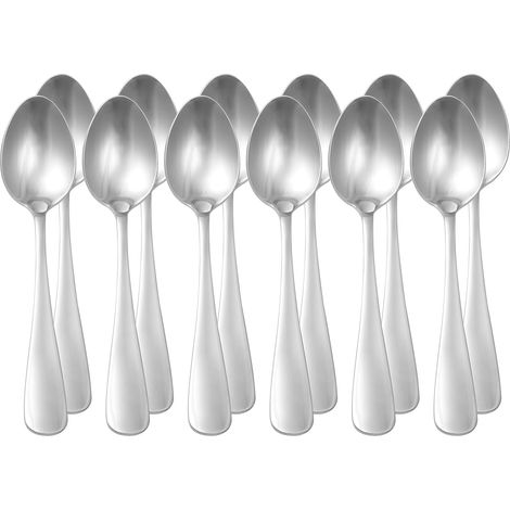 Suppenlöffel aus Edelstahl, spülmaschinenfest, runder Rand, große Suppenlöffel, 20,4 cm, 12er-Set, silberfarben (1/5)