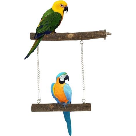 Wooden Swing, Sturdy Metal Chain, Hanging Toy for Cage, Small and Medium Sized Birds (1/5)