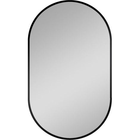 Miroir Design Ovale Noir 45 x 75 cm pour pièces humides pour Salle de Bain avec Cadre en Aluminium (1/5)