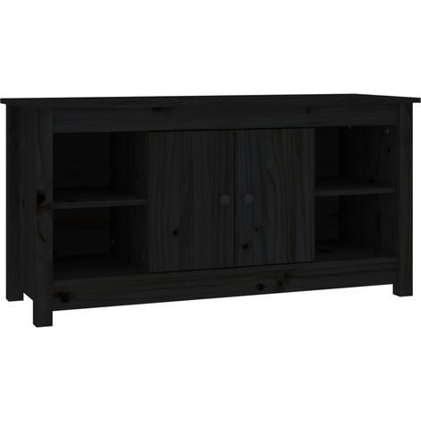Mobile TV multimediale scaffale per televisione televisione buffet sala da pranzo soggiorno camera da letto 103 x 36,5 x 52 cm legno di pino massiccio nero 020025637