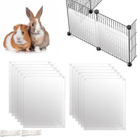 Paquete de 12 revestimientos de plástico transparente para jaulas de conejos, cobayas y animales pequeños. Mantiene la cama dentro de la jaula. 26 x 21 cm.